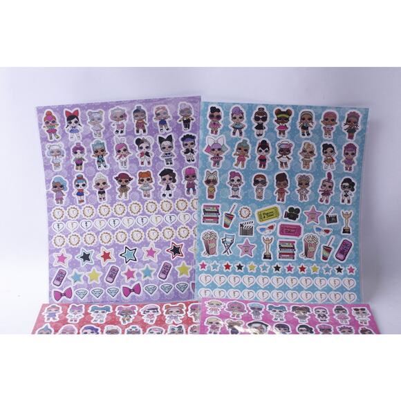 LOL Surprise, Sticker Sheets, Set of 4, Adhesive, Dolls Pictures, Hearts, Stars - Picture 2 of 2
